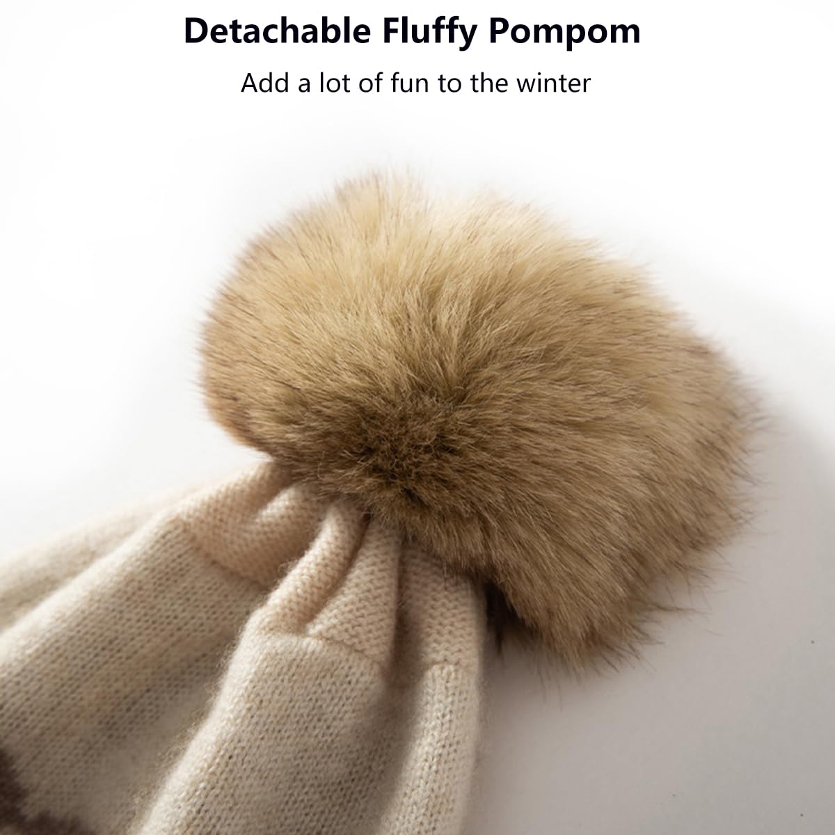Gorro Beanie con Orejeras de Punto 100% Cachemira para Niños Niñas de 3 a 8 años, Invierno Sombrero Suave y Cálido con Pompón Desmontable, Lindo Earflap Gorro Tejido para Esquí Deporte