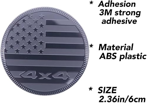 Miniatura 5 de Emblema 4x4 negro mate redondo bandera americana insignia