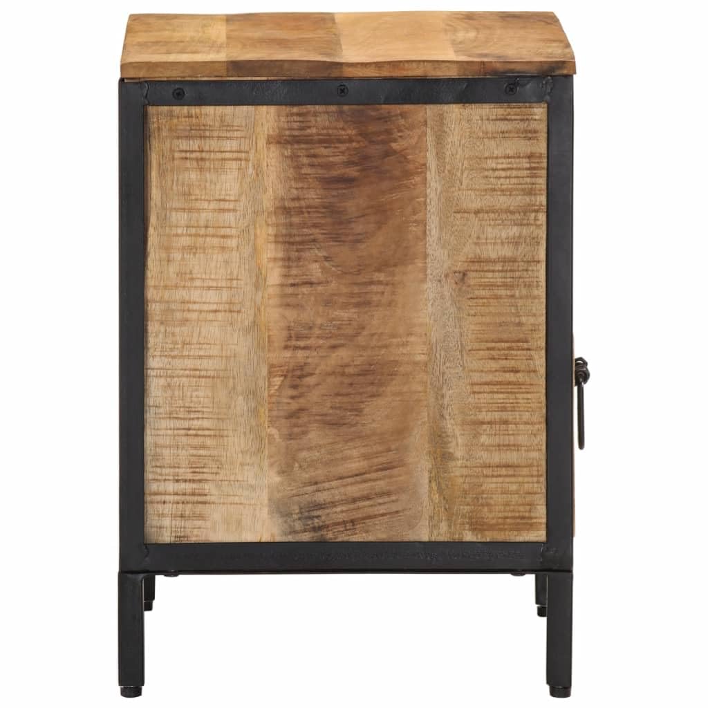 Stolik nocny 40 x 35 x 50 cm z litego drewna mango, stolik pomocniczy do sypialni z 1 szufladą, nowoczesny design, wytrzymała żelazna rama, stolik końcowy do salonu
