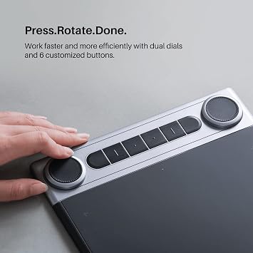 HUION Inspiroy Dial 2 10.5 x 6.56inch Bluetooth Wireless Graphics Drawing Tablet with Dual Dials Battery-Free Stylus for Digital Art and Graphics Design, Compatible with Mac, Windows, Linux, Android
