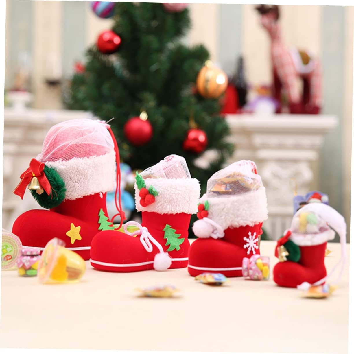 4pcs Christmas Boots Pendant Adorable Hanging Ornaments for Holiday Decor and Stylish Christmas Tree Accessories for Home and Party Decoration