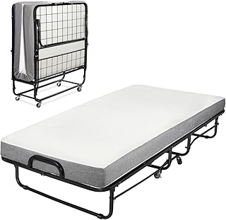 Milliard Diplomat Guest Folding Bed with 12.5cm Thick Luxurious Memory Foam Mattress and a Strong Sturdy Foldable Rollaway Frame - Small Single 190 x 79cm