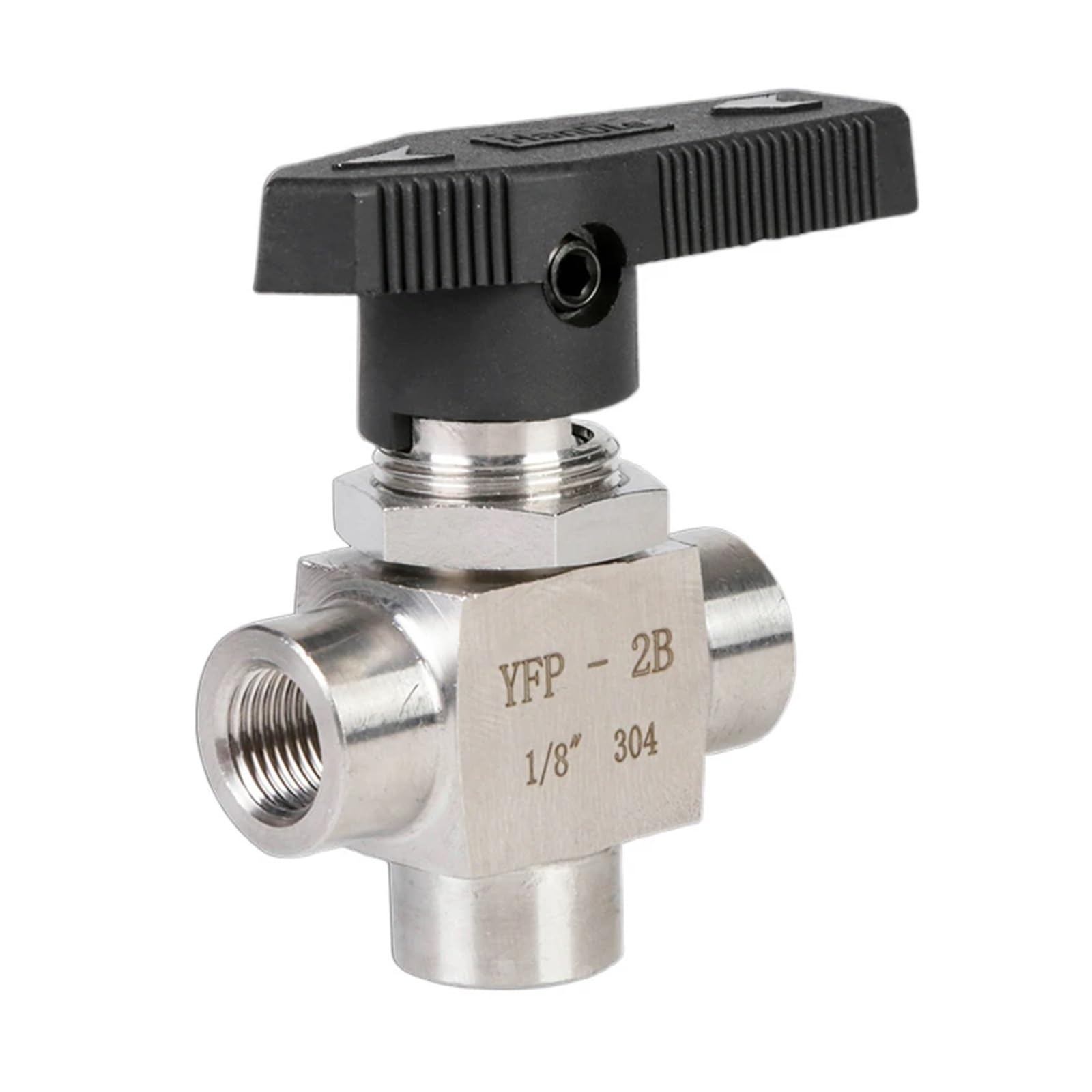 Válvula de bola 3 vías con panel alta presión tipo L 1/8" 1/4" 3/8" 1/2" 3/4" tres rosca hembra acero inoxidable(DN20)