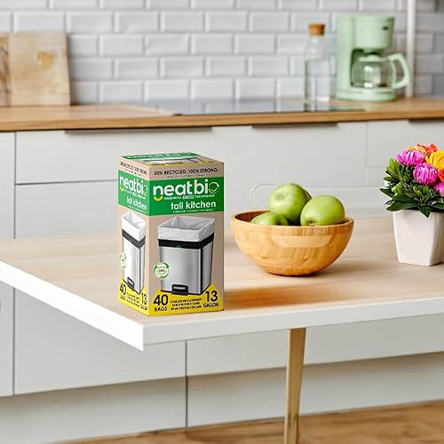 Miniatura 4 de Neat Tall Kitchen - Bolsas de basura con cordón de 13 galones, 40 unidades, bolsas de basura ecológicas fortificadas de triple capa