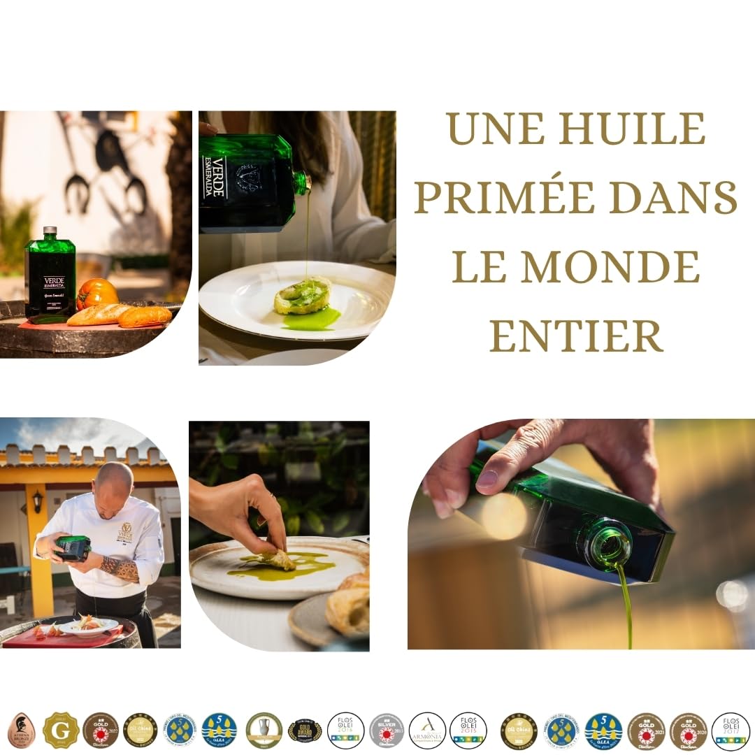 Verde Esmeralda - Huile d'Olive Vierge Extra Picual 500ml | Huile d'Olive Espagnole Premium Pressée à Froid | Profil Fruité aux Herbes et Artichaut
