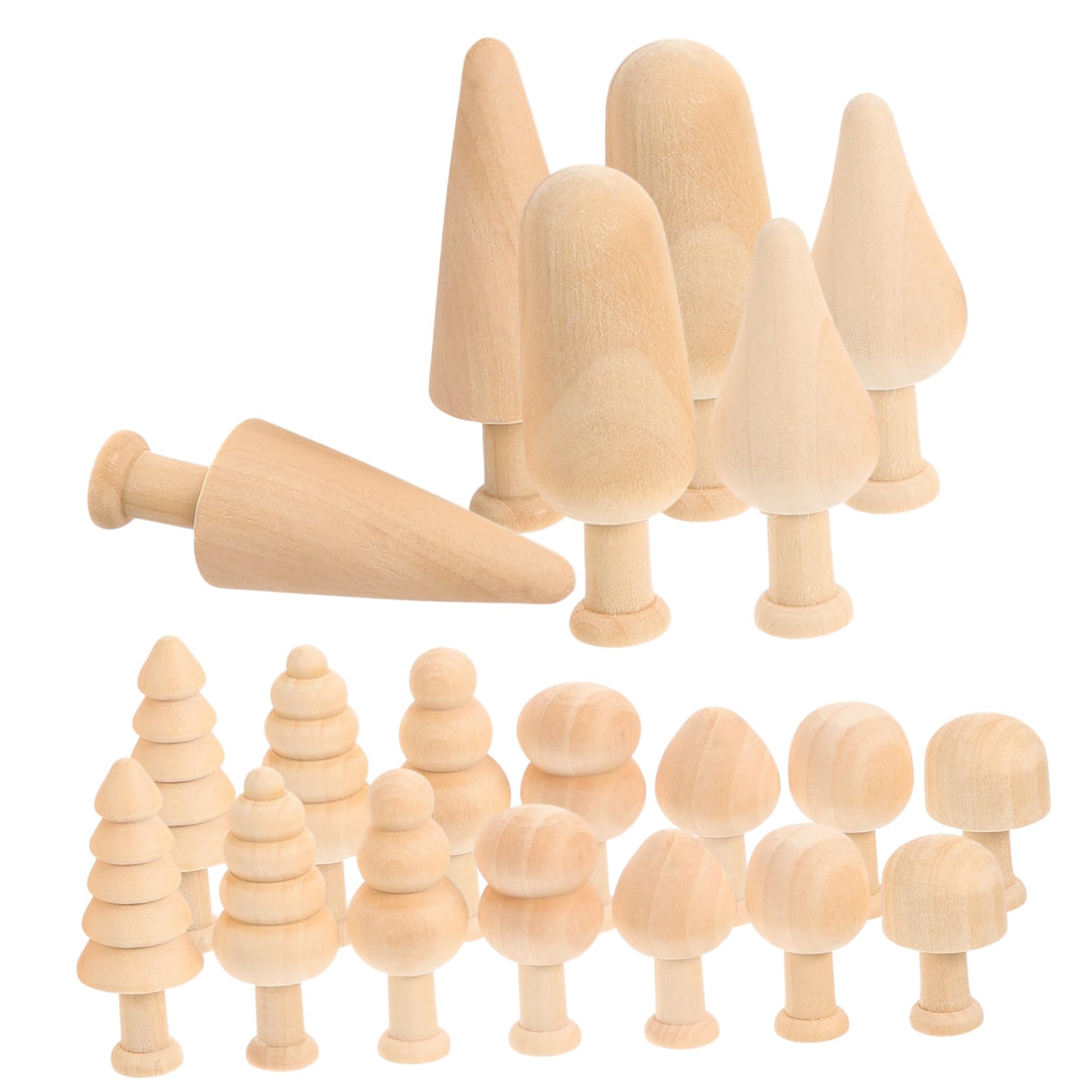 DIYEAH 20Pcs Unfinished Wooden Mini Trees for DIY Crafts Painting and Graffiti Decoration Flat Smooth Wood Ornaments for Home Decor and Creative Crafting
