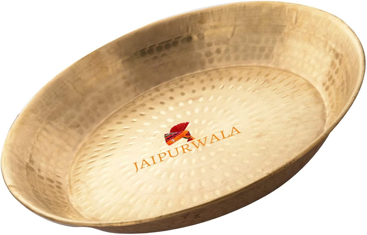 Jaipurwala Brass Handmade Parat Platter (Bronze, 18x3.5 Inch)