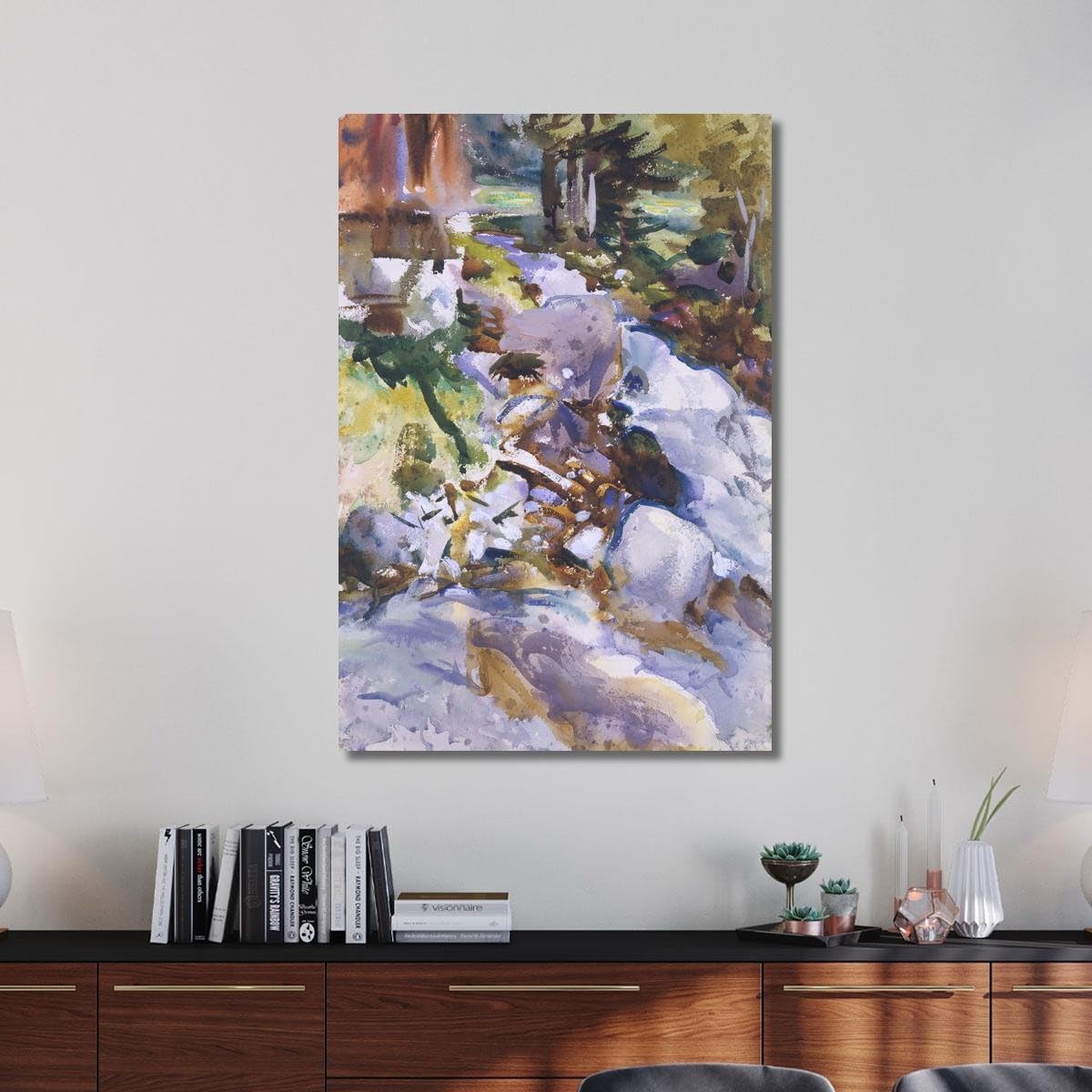 Ruscello Impetuoso John Singer Sargent, jss259 Quadro Stampato su Tela, 100x70 cm