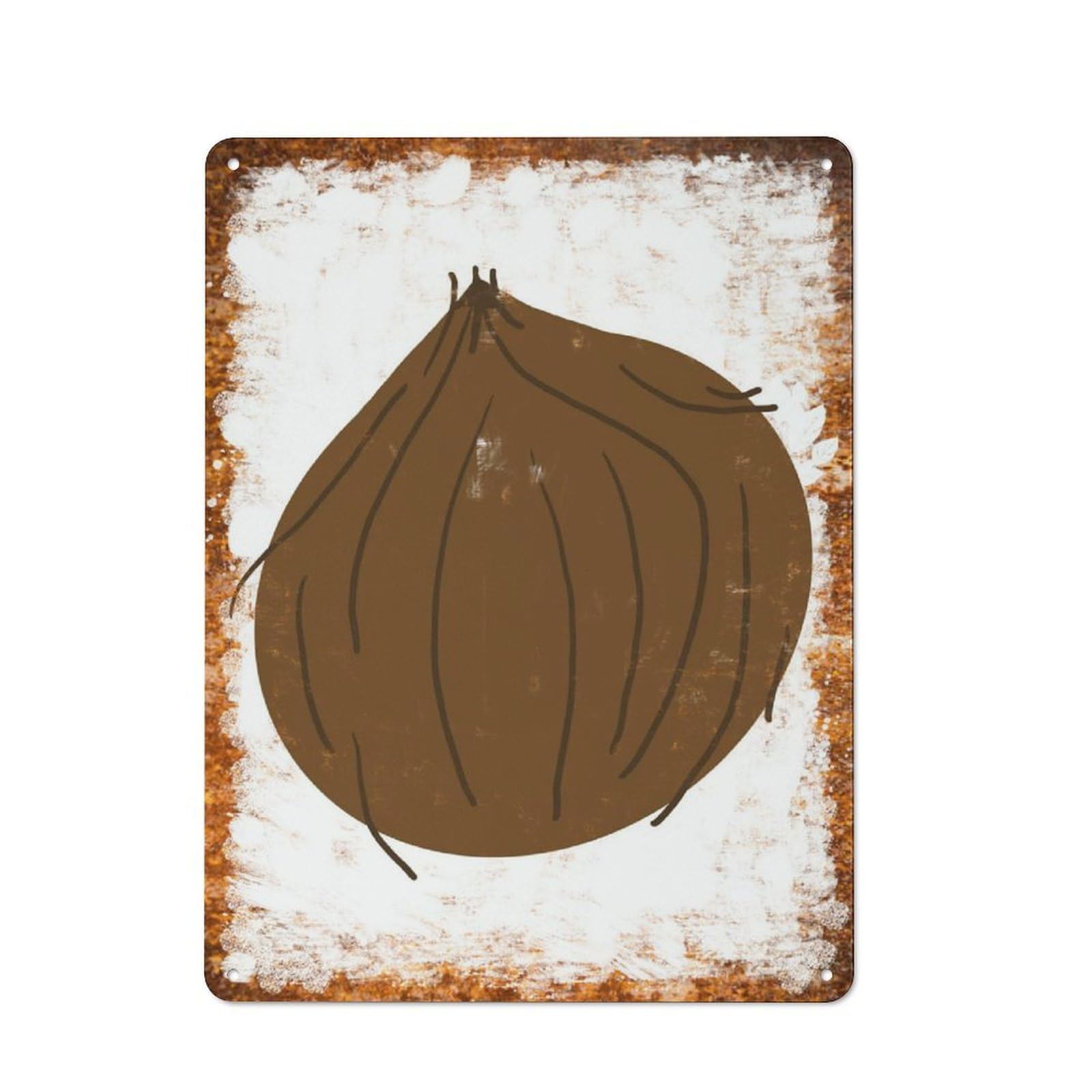 peiyeety Metal Tin Sign Retro Distressed Vintage Rustic Metal Onion Sketch Art Print Wall Art Decor for Home Kitchen Bedroom Bathroom Farmhouse Living Room Office 12x16 Inch