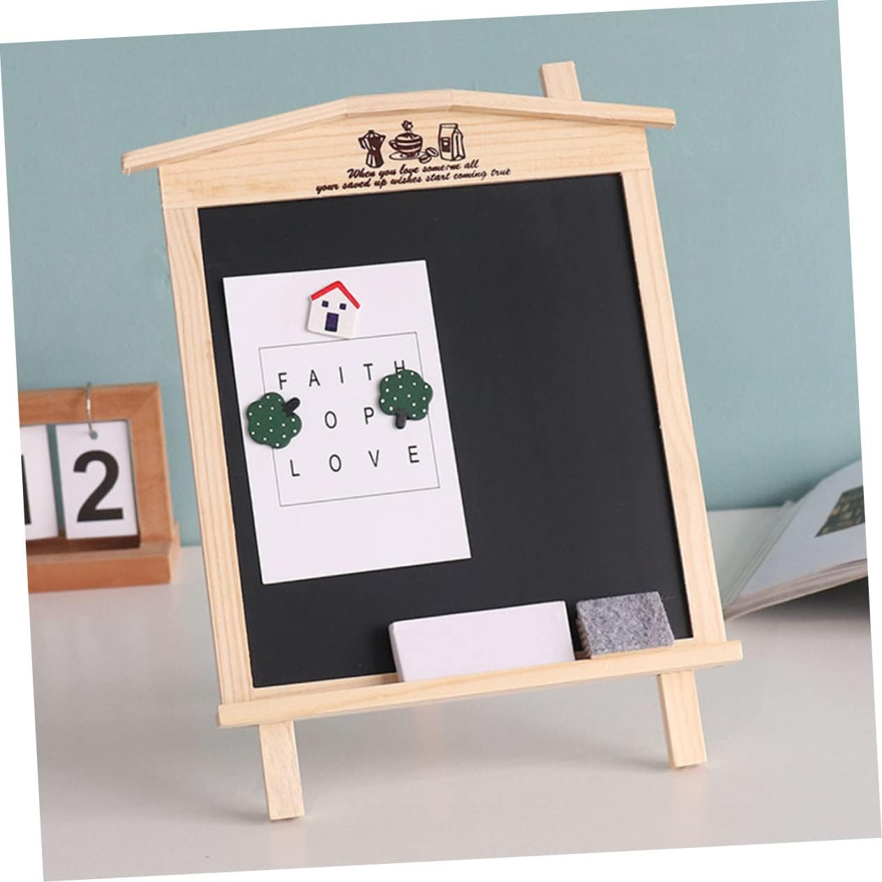 Housoutil 1set Decorative Magnetic Chalkboard Sign Solid Base Versatile Message Board for Home Office Weddings and Parties Design for