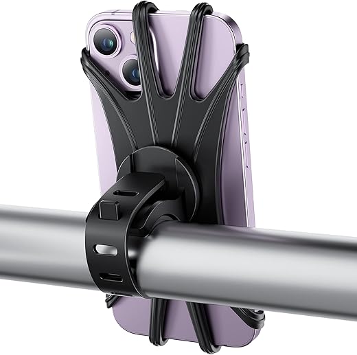 Bike Phone Mount, VUP Universal Bike Cell Phone Holder, 360° Rotatable, Silicone Bicycle Phone Mount Compatible with iPhone 13/Pro Max/Pro/mini/12/11/Xs/Max/Xr/X/7/8/Plus,...
