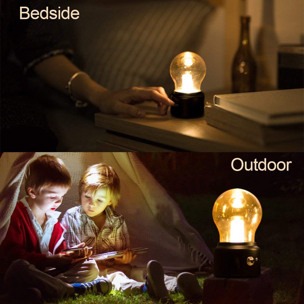 Lampadina senza fili USB da tavolo, USB ricaricabile LED Night Light Mini comodino scrivania lampada a risparmio energetico ed elegante per l'illuminazione da comodino camera da letto(Nero)