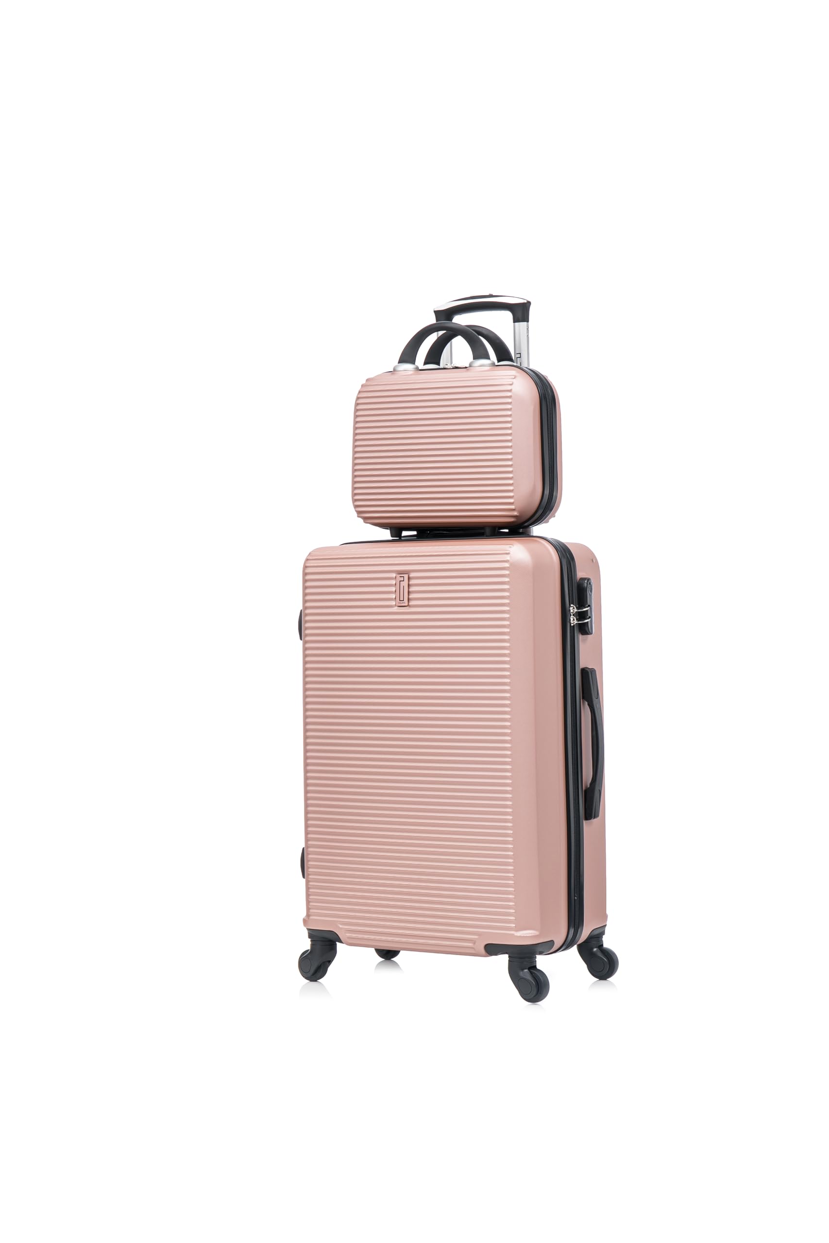 CELIMS - Set Valigie | Valigia Media 20 kg Rigida Oro Rosa + Beauty Case da Viaggio 35cm | Valigia da Stiva 65cm Donna | Trolley Medio 65cm con 4 Ruote