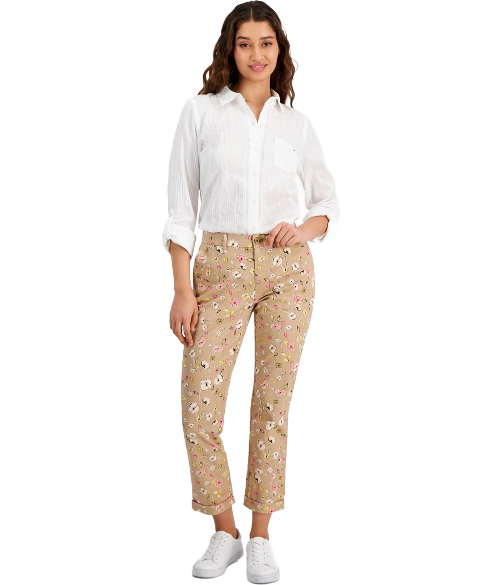 Tommy Hilfiger Womens Floral-Print Casual Chino Pants
