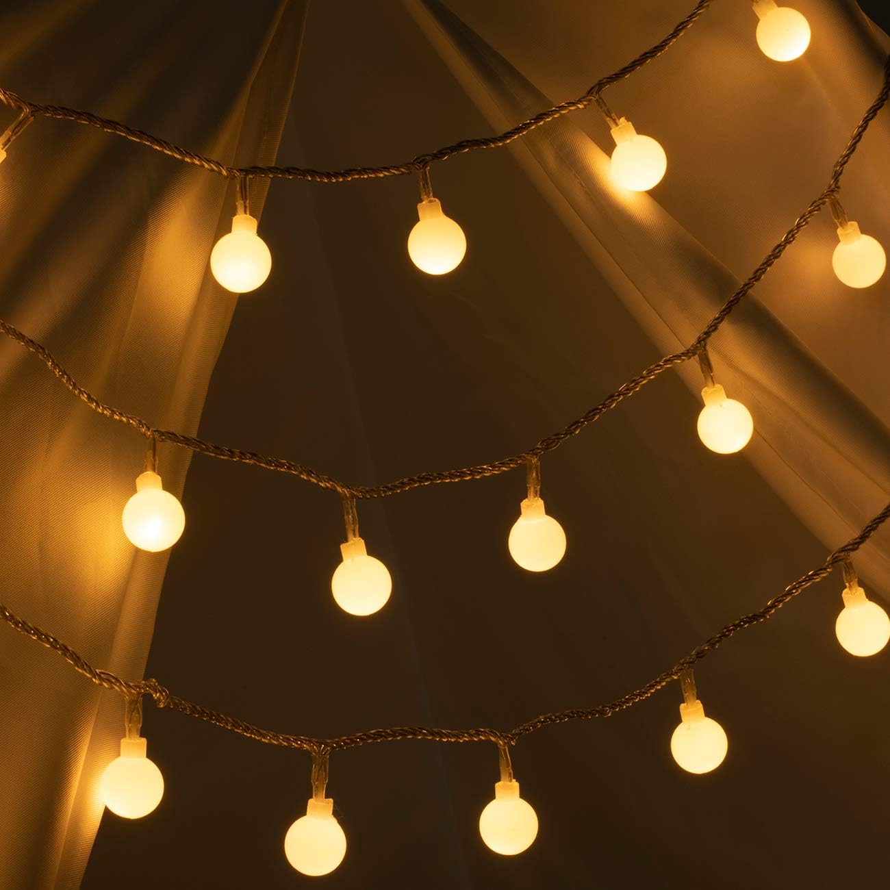 AWQ 100 LED 49 FT Globe Ball String Lights Fairy String Lights Plug in with Remote 8 Modes Extendable for Indoor Outdoor Wedding Birthday Christmas Tree Garden Decor (Warm White)