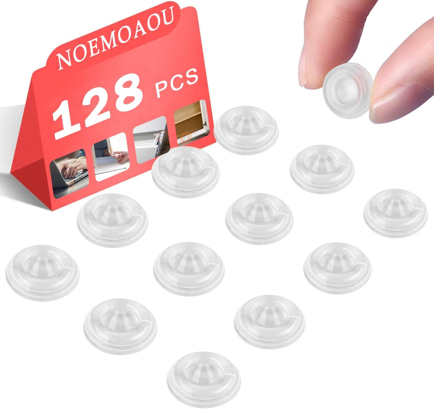 Clear Door Bumpers Pads 128PCS 1/2" Circular Dots Shaped Self