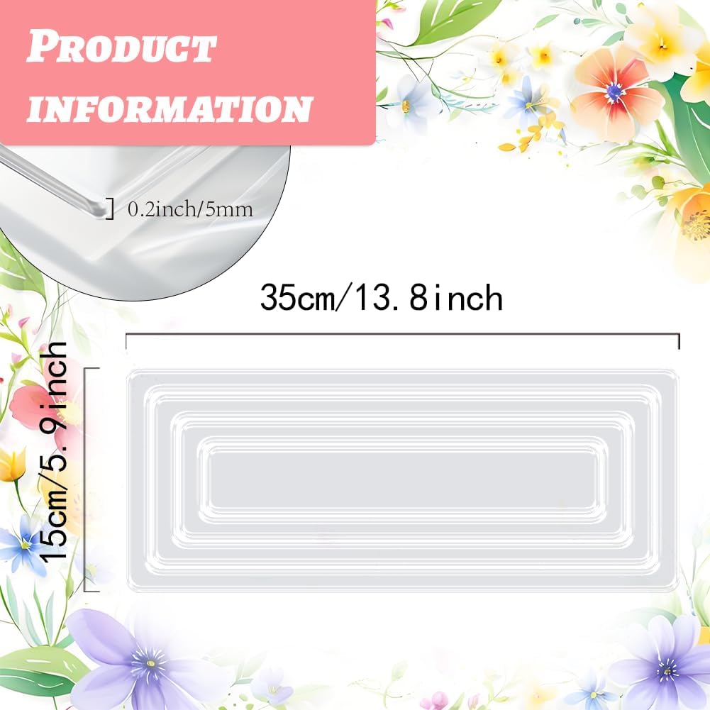 Rectangle Acrylic Router Template Set 13.8x5.5 Clear Router Inlay Template 4 Sizes Woodworking Router Template Transparent Curvy Tracing Stencils Router Guide Tool for DIY Craft