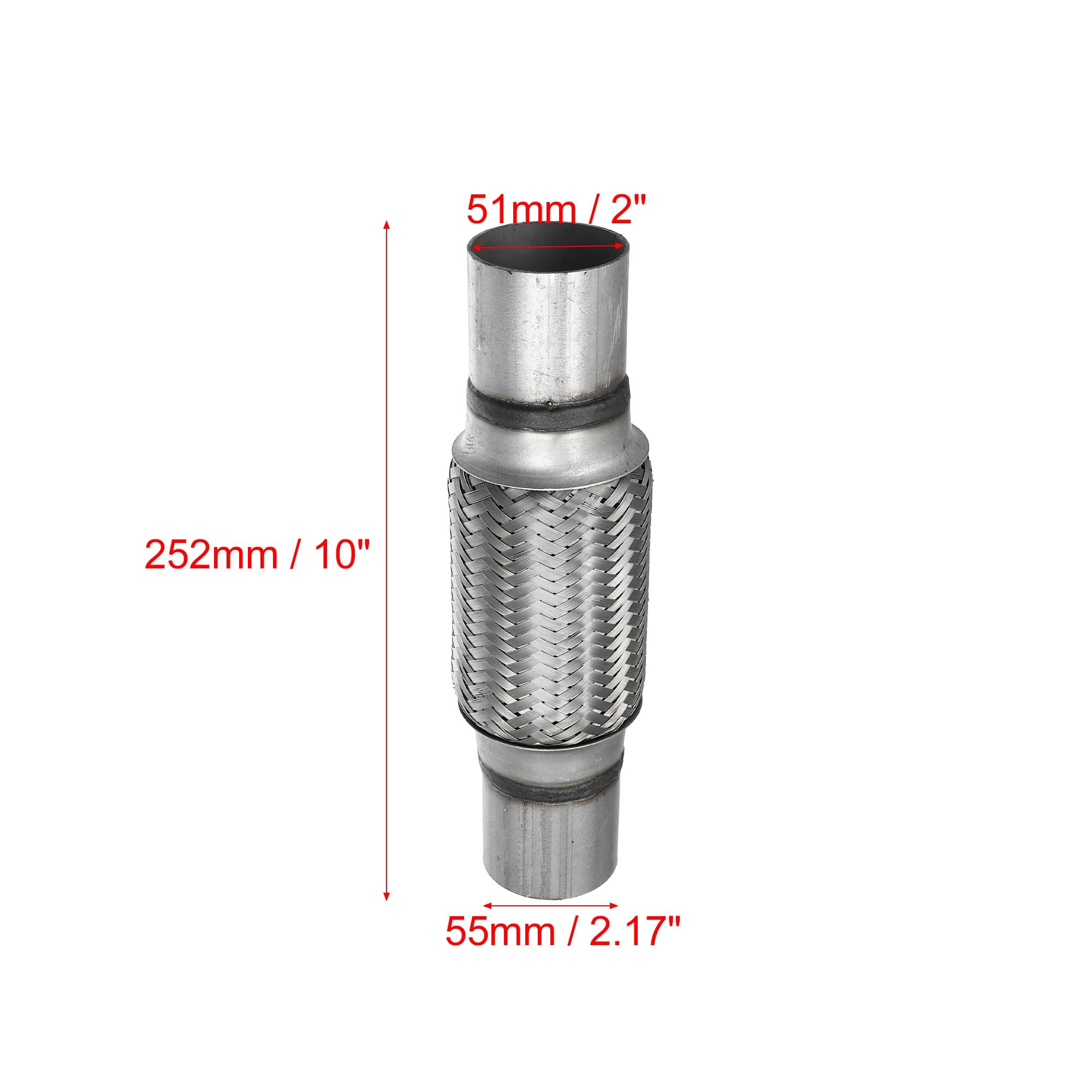 Tłumiki samochodowe 51x55x252mm 51x57x150mm 58x63x250mm rura wydechowa samochodu teleskopowa elastyczna złącze rury tłumika ze stali nierdzewnej(Gold)