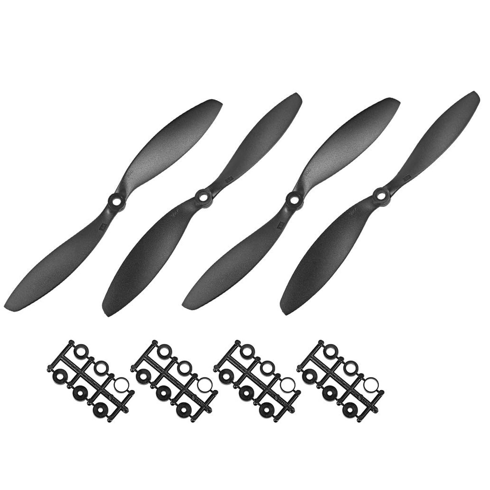 TOP-VIGOR 4pcs CW CCW RC Propellers 9047 9 x 4.7 Inch 2-Vane Fixed-Wing RC Vehicle Propellers Replacement for RC Airplane with Adapter Rings Nylon Black, 2CW+2CCW