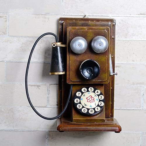 Modelo de teléfono retro vintage montado en la pared, accesorios de teléfono retro clásicos, decoración de pared creativa para el hogar, oficina,