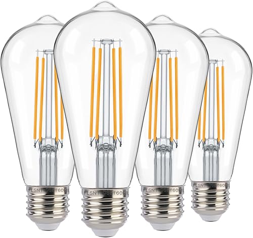 FLSNT Bombilla LED ST19 con sensor de atardecer a amanecer, 7 W (60 W equivalente), 800 lúmenes, base de filamento vintage E26, fotocélula