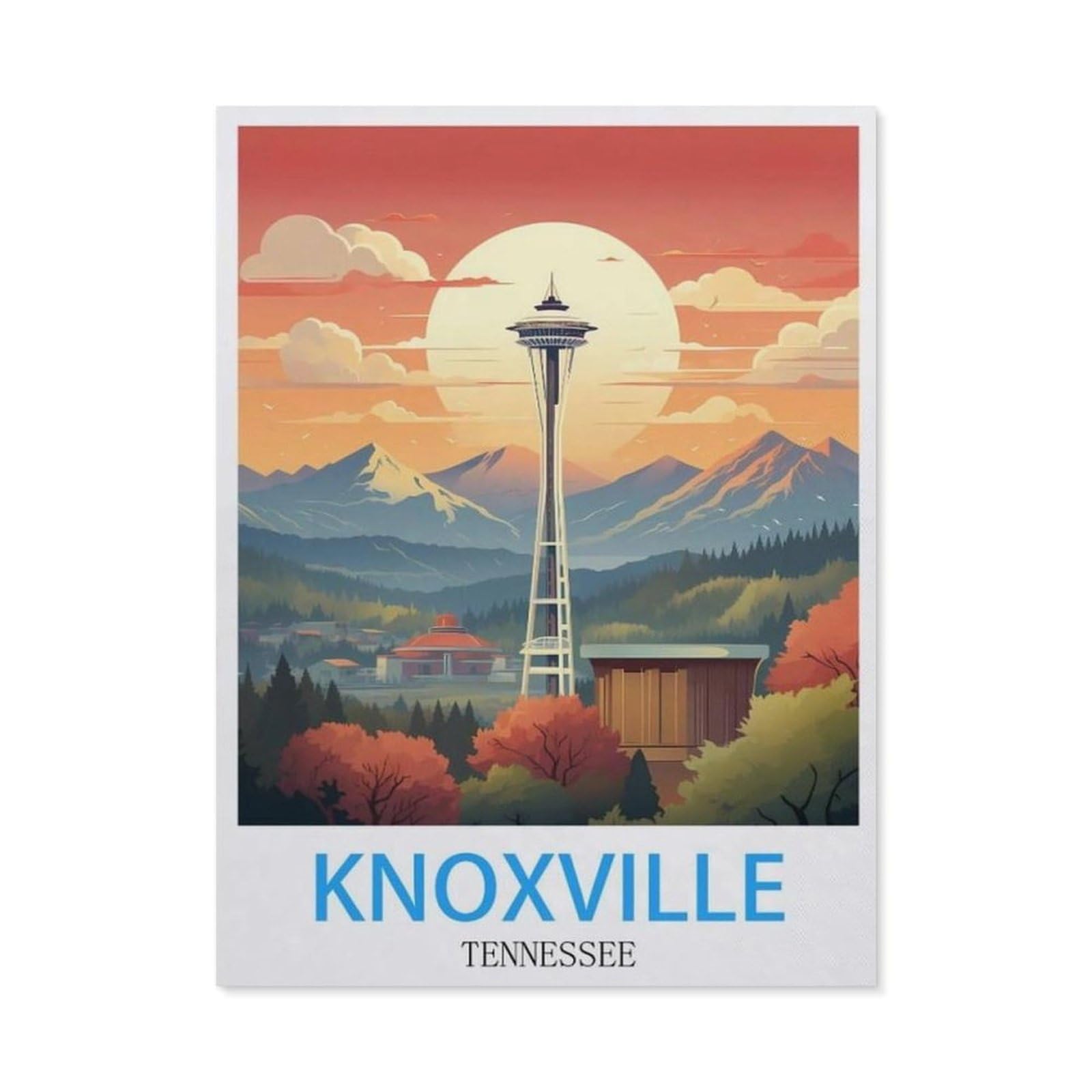 BEAYODKP Knoxville Tennessee Vintage Travel Posters，5D DIY Diamond Painting Full Round Drill Diamond Embroidery Cross Stitch Rhinestone Mosaic Paintings Art（30 x 40 cm/11.81 x 15.74 inches）-BV82
