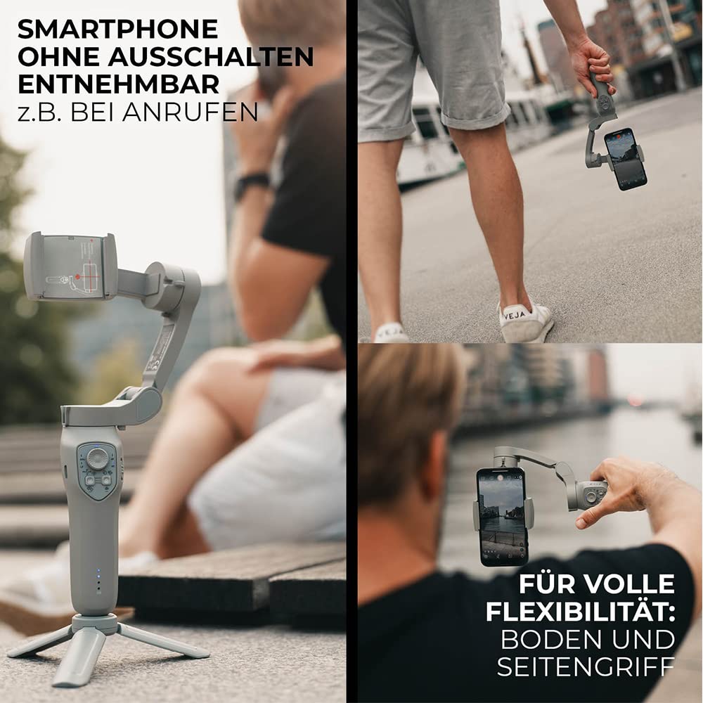 Rollei Steady Butler Mobil 3 SE, mały, lekki, składany smartfon gimbal do cichego kręcenia filmów z ręki. Ze sterowaniem aplikacją dla systemu Android i iOS 22946