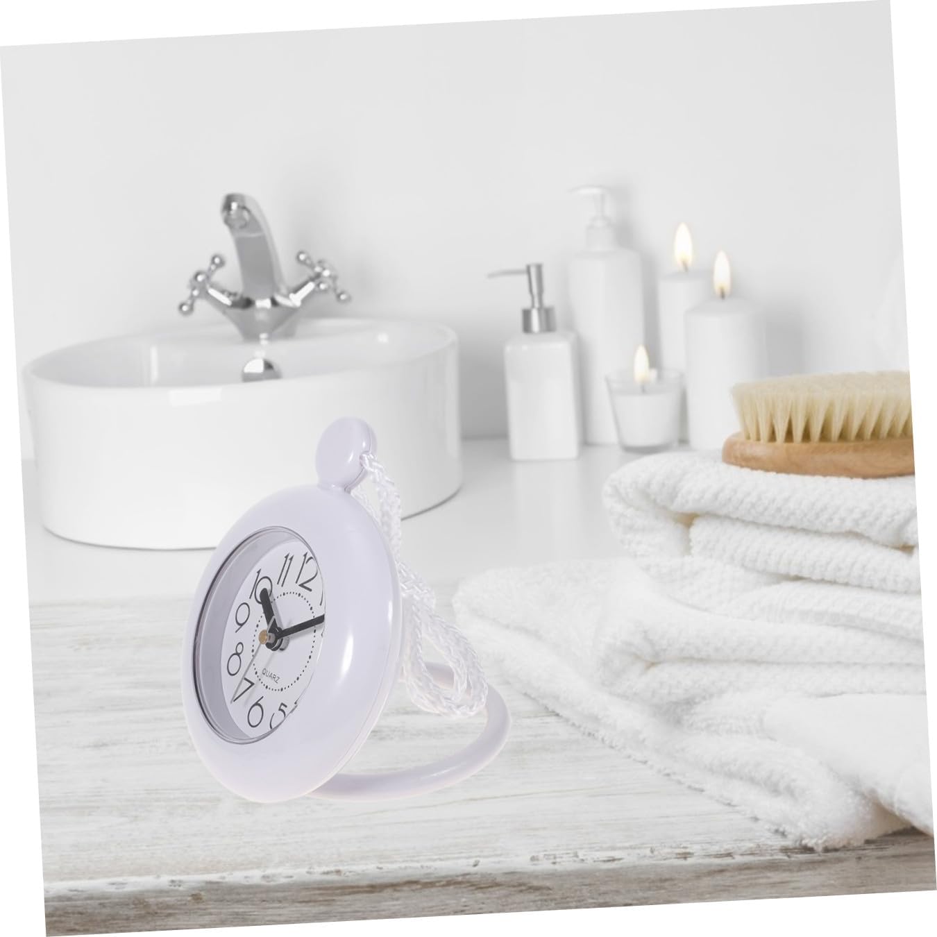 SUPVOX Waterproof Bathroom Wall Hanging Clock Mute Non-Battery Analog Clock Simple Design for Shower and Home Décor