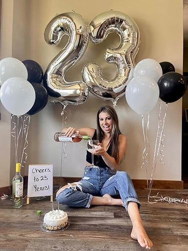 Vista 156 de Globos de números 0 de 40 pulgadas, globos negros de números para números 10, 20, 30, 40, 50, 60, 70, 80, 90, 100, globos de números 10, 20, 30, 40