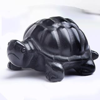 1.8 Inch Black Obsidian Turtle Crystal Figurines,Hand-Carved Healing Crystals lucky Turtle divination Decor,stone turtle Statues Energy Gemstones sculptures,Tortoise Memorial Gifts for Girls and Women