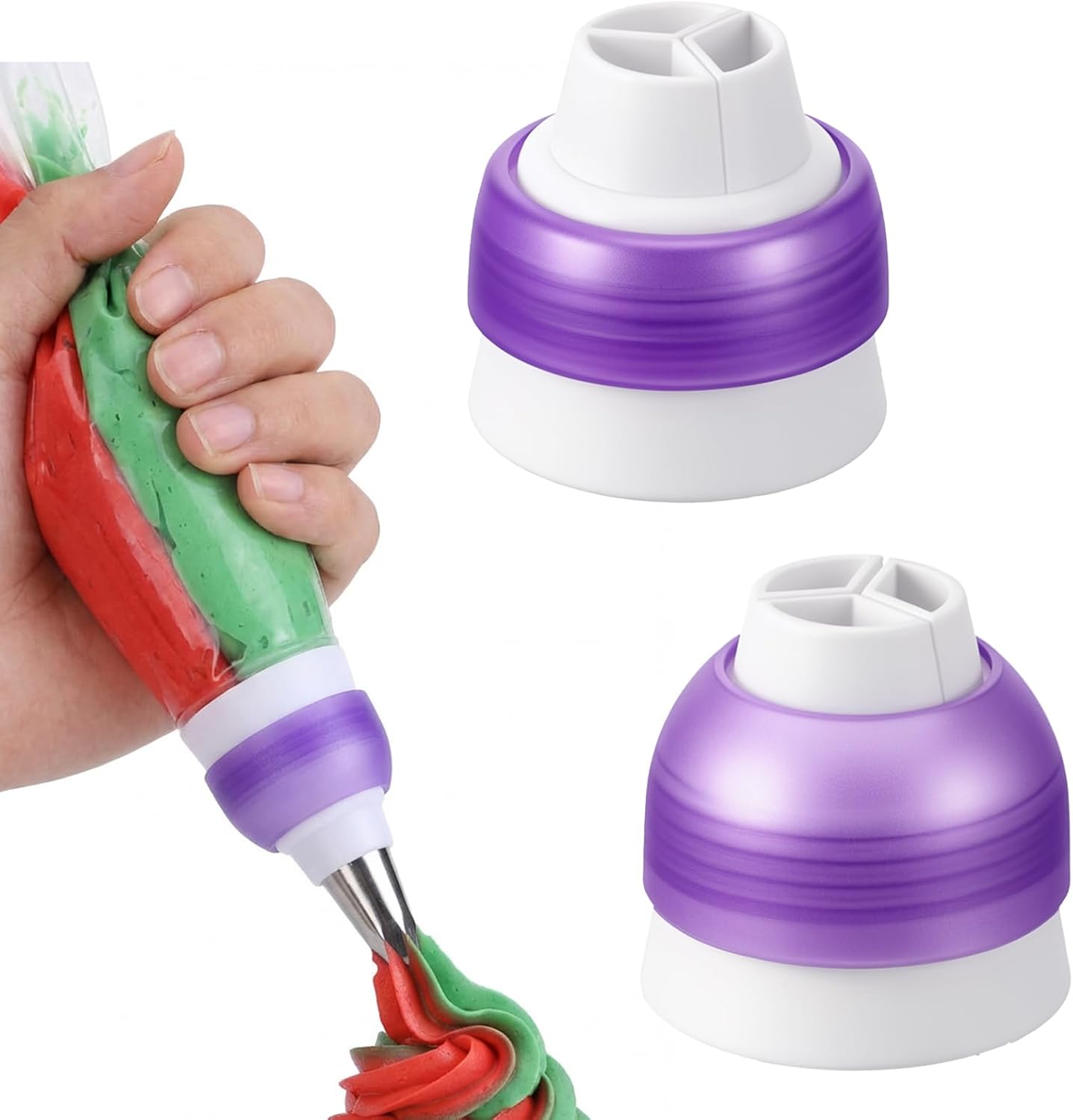 2 Pack Couplers for Piping Bags 3 Color Plastic Piping Couplers Adapter Swirl Twist For Icing Frosting Tips