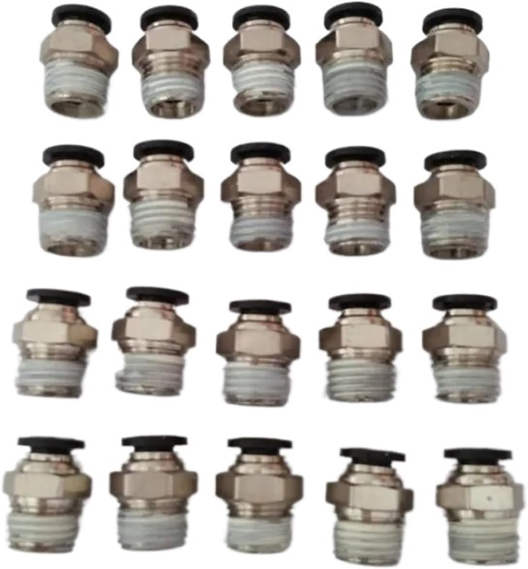 20pcs Black PC6-02 1/4 PT Male Thread To 6mm Air tube Pneumatic One Touch Push In Joint Quickly Fittings