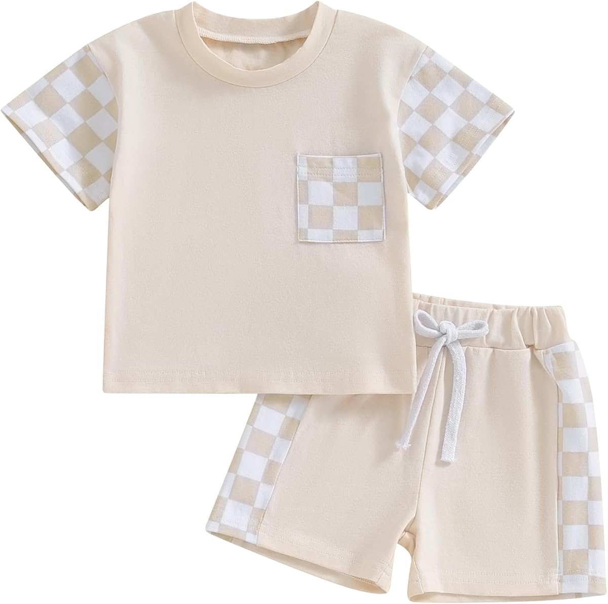 Thorn Tree Conjunto de 2 piezas de ropa de verano para bebés y niñas, camiseta de manga corta y pantalones cortos con cordón