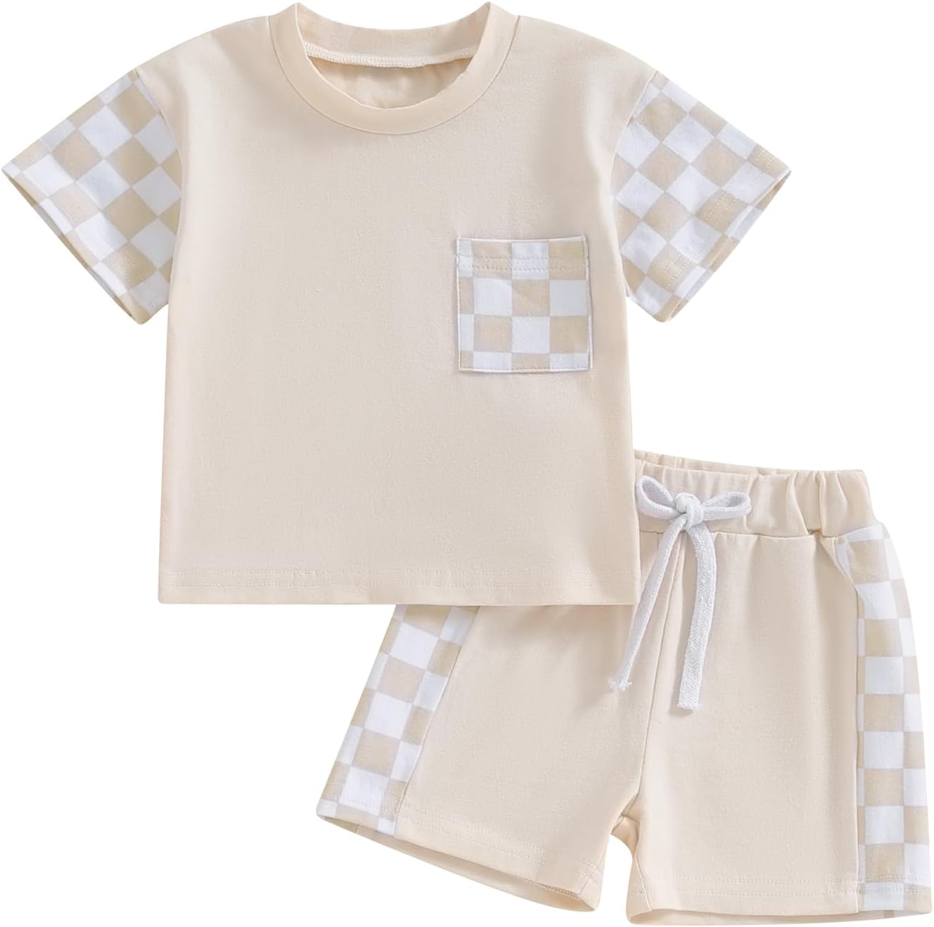 Toddler Baby Boy Summer Outfit Short Sleeve T-Shirt Tops Elastic Waist Shorts Set Baby Boys Clothes