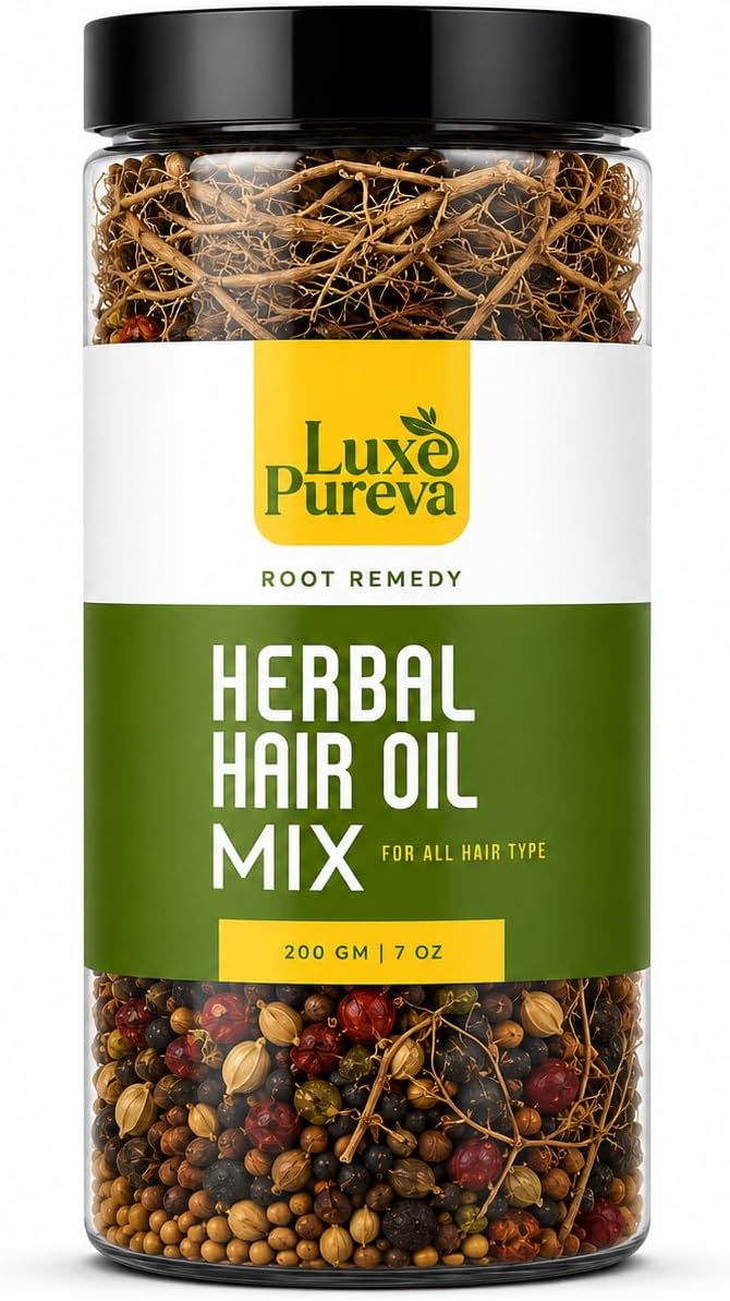 LuxePureva Herbal Hair Oil Mix | Herbs For Hair Growth | 19 Vital Herbs For Long, Thick, And Lustrous Hair | DIY Oil Infusion | DOES NOT INCLUDE OIL | LARGE PACK