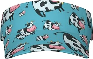 XIXIAN Cow Printed Adult Sunscreen Visor Cap Lightweight and Breathable Adult Sun Visor Empty top hat Versatile Outdoor hat Black