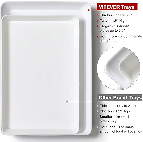 Miniatura 5 de Juego de 3 bandejas blancas grandes de 16 x 11 pulgadas, platos de plástico reutilizables para galletas, aperitivos, charcuterías, aperitivos,