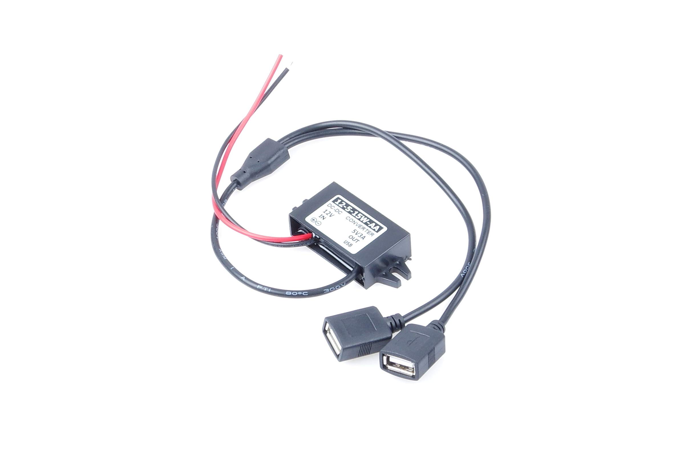 KNACRO DC-DC 12V to 5V 3A 15W Step-Down Power Supply Module Car Power Converter Module Dual USB Female Socket (Dual USB Female)-image-32