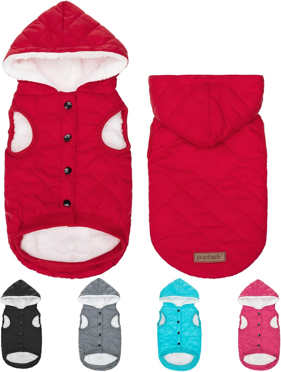 PUPTECK Dog Winter Clothes with Hat, Soft Warm Cold Weather Dog Coats for Small Medium Dogs, Comfortable Dog Jacket Best Gift for Puppies