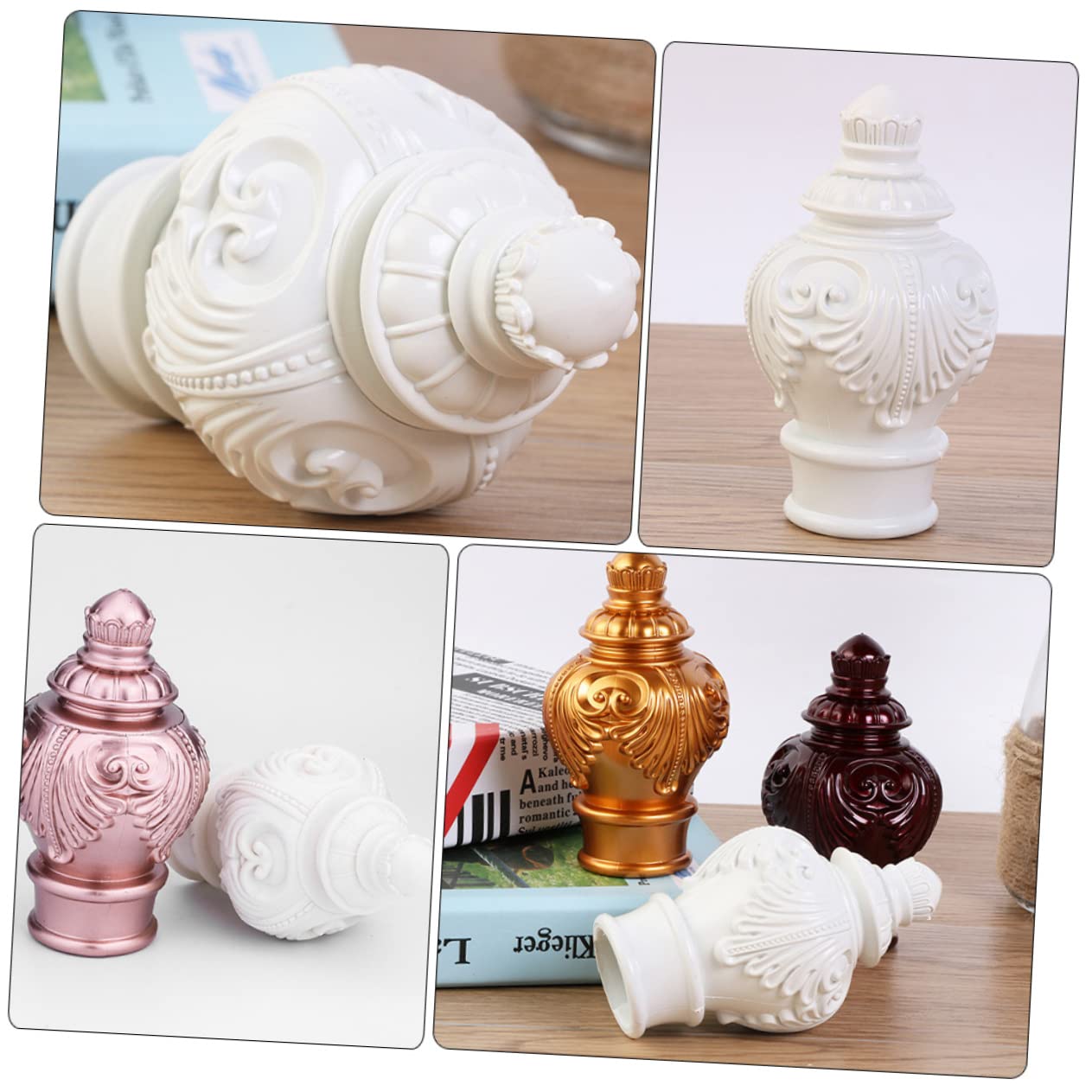 Gardinenstangen Endkappen 10 Stück aus Kunststoff, Weiß