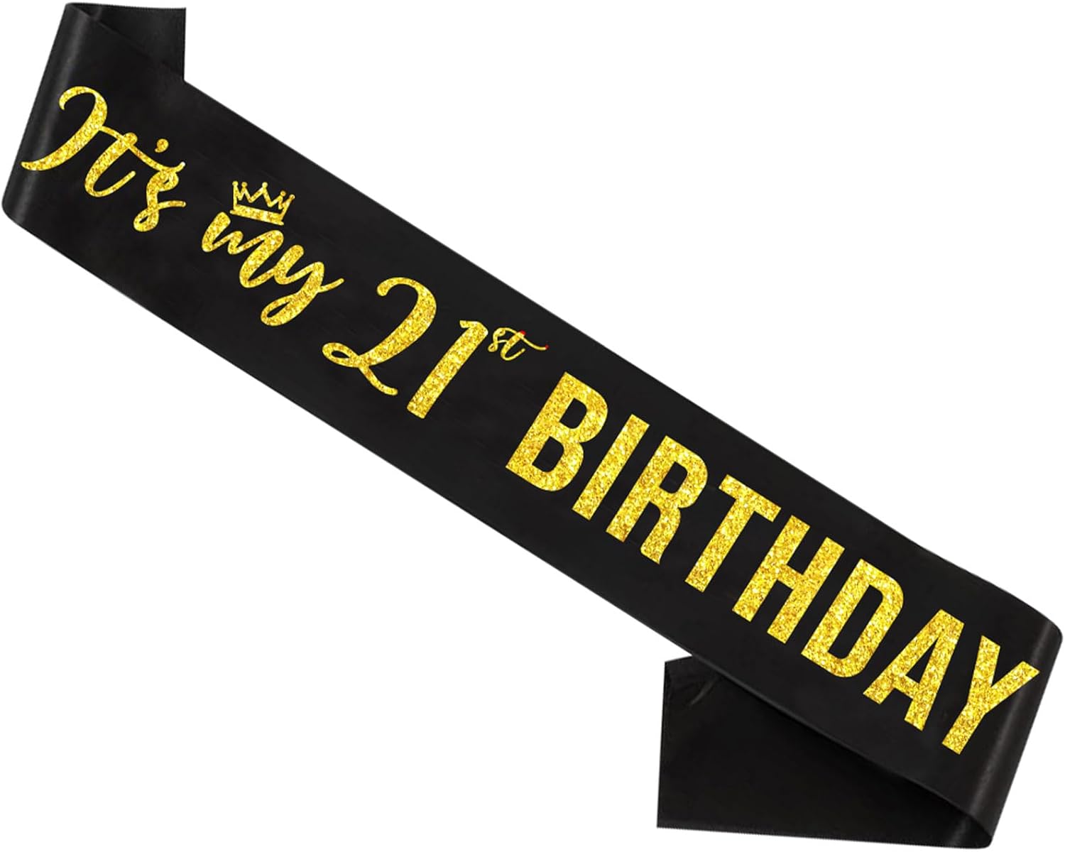 It’s My 21st Birthday Sash,21st Birthday Sash,Glitter Letter 21st Birthday Sash for Girls,Happy 21st Birthday Party Decorations,Black and Gold