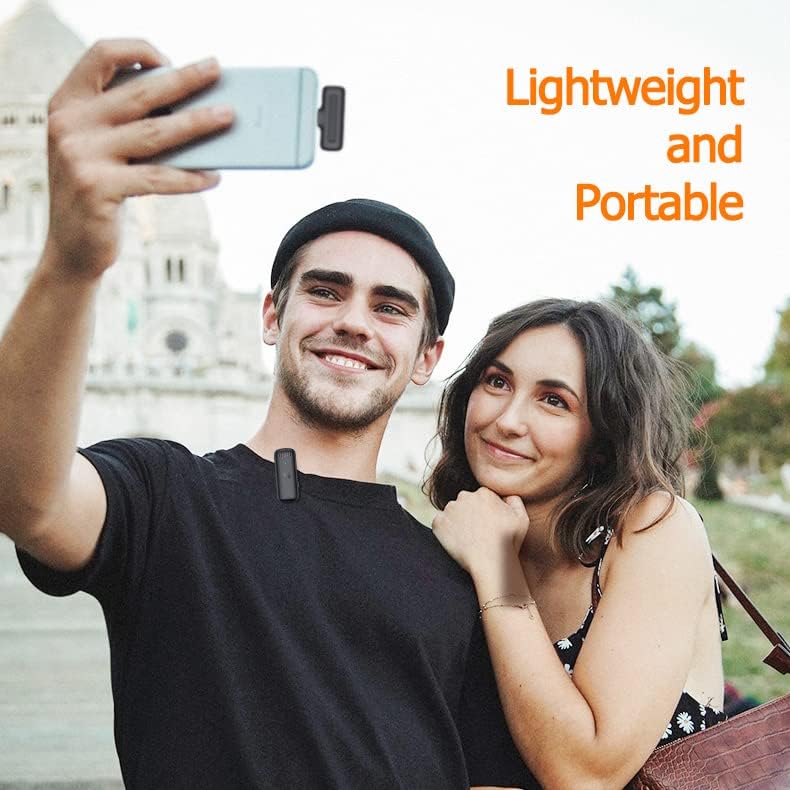 Miniatura 6 de Micrófono Lavalier inalámbrico para teléfono USB-C con estuche de carga, Plug & Play 2.4GHz Lapel Podcast Mic para YouTube Grabación de Video