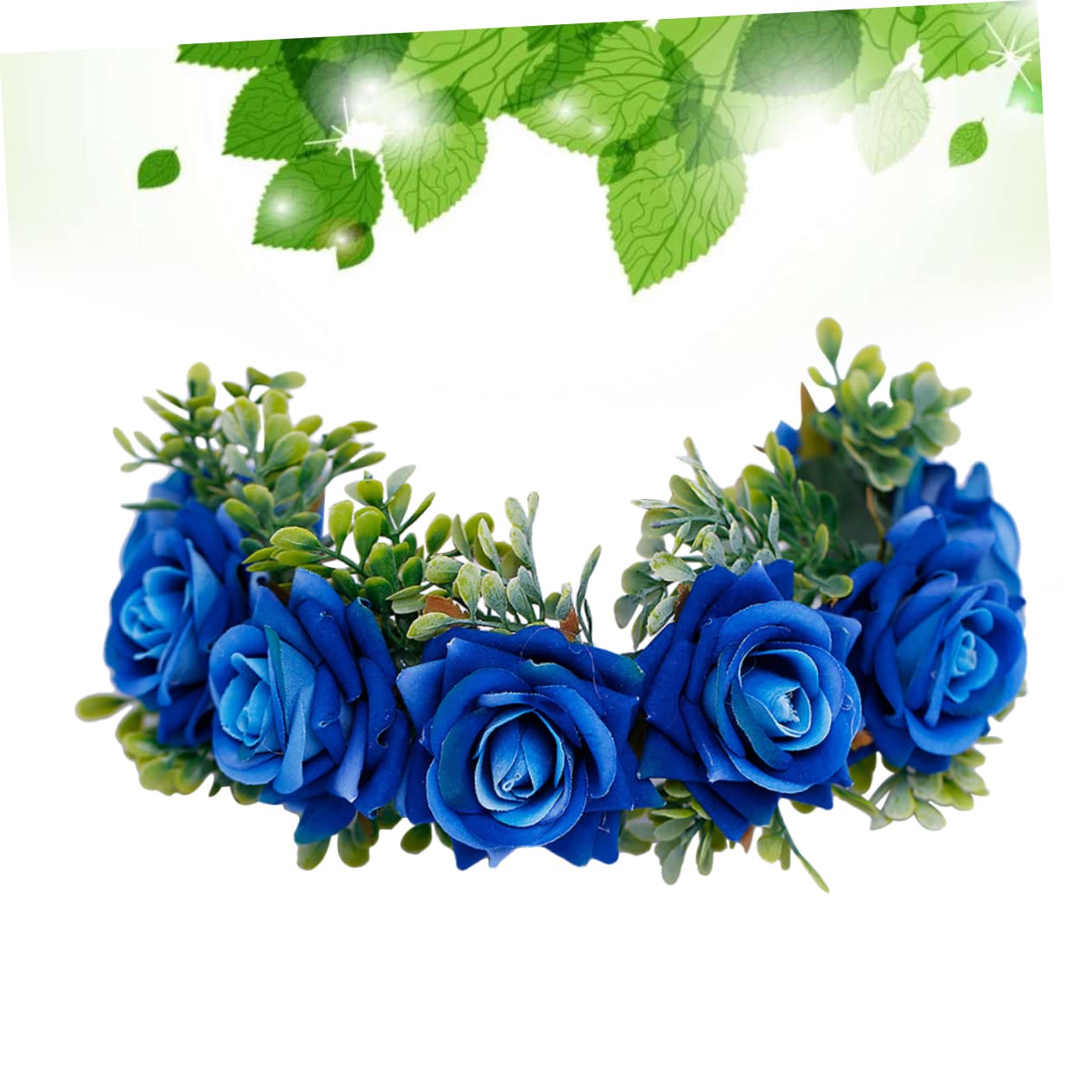 FRCOLOR 3piezas Diadema Floral Artificial Azul Para Bodas y Cosplay Tocado De Fiesta Para y Novias Accesorio De Cabello Elegante y