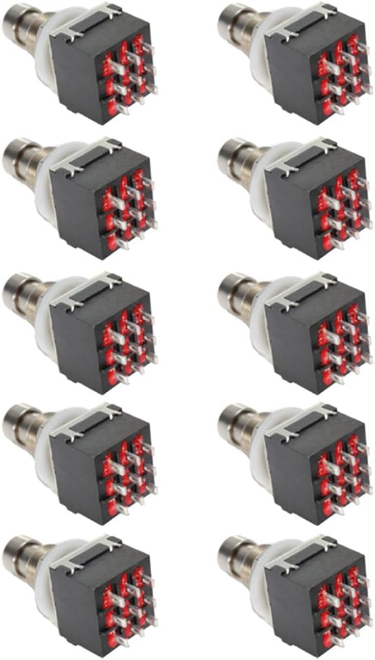 ESUPPORT 3PDT 9 Pins Box Stomp Guitar Effect Pedal Foot Switch True Bypass Metal Pack of 10