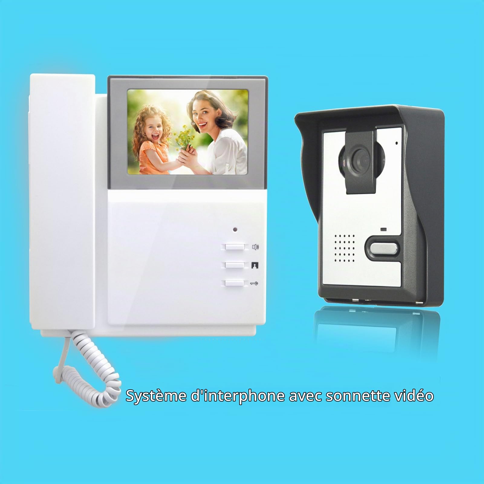 SENECESLI Système D'interphone Vidéo avec Caméra, Type de Téléphone Filaire, Kit de Visiophone Filaire avec écran LCD Numérique Couleur de 4,3 Pouces, Vision Nocturne, Audio