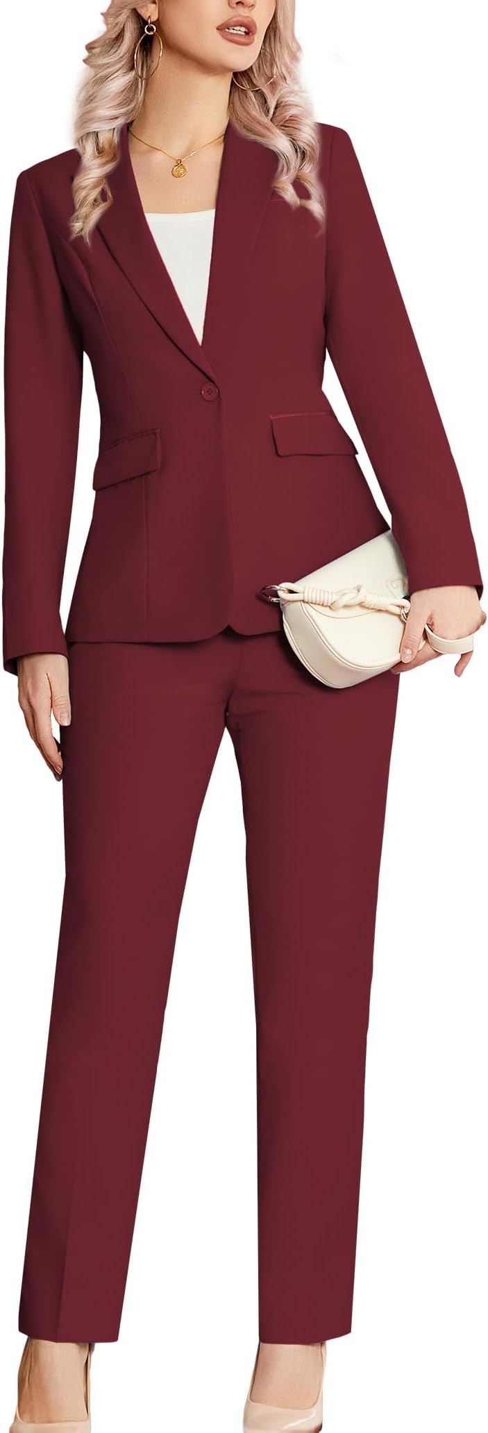 KelyaaWomen's 2 Piece Suit Notched Lapel One Button Slim Fit Business Office Work Tuxedo Blazer Pants SetGlobal Recycled StandardGlobal Recycled StandardGlobal Recycled Standard