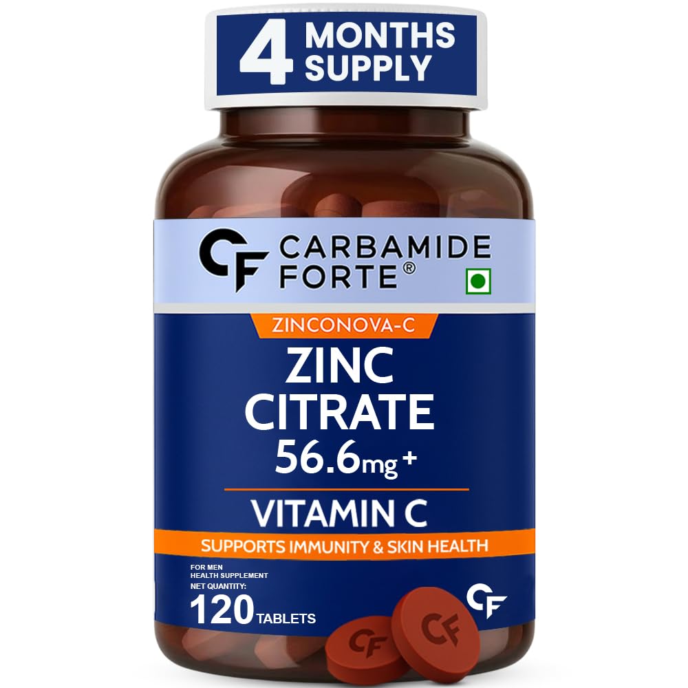Carbamide Forte Zinc Citrate with Vitamin C | Zinc Supplements for Men & women with 100% RDA Zinc | Immunity & Cellular Health Support – 120 Tablets-image-22