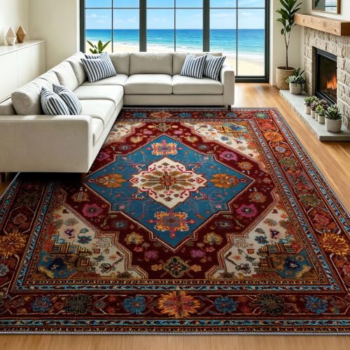 Alfombra para salón interior de estilo étnico ideal como descenso de cama 3