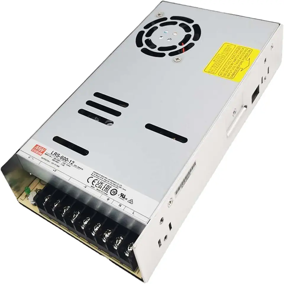 Mean Well 600W Fonte De AlimentaçãO De Bancada Para Pc Com SaíDa úNica, Fonte De AlimentaçãO Cc VariáVel Para Computador 12V 50A, (LRS-600-12 12V/50A/600W/Single Supply)