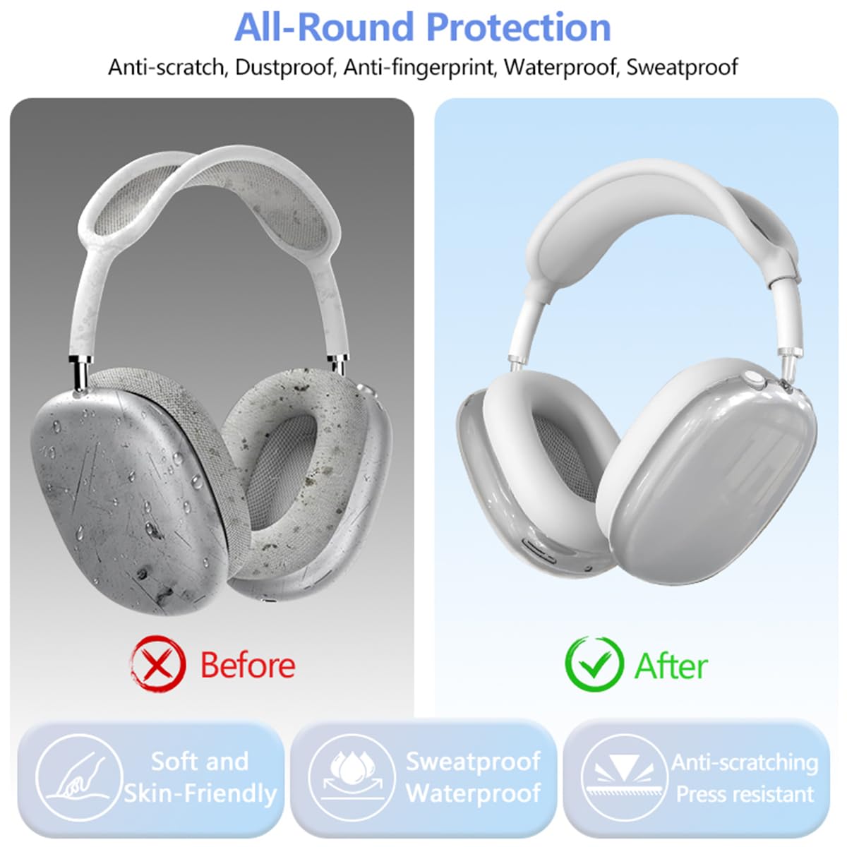 Amazon | AirPods Maxヘッドフォン(2024/2020)用ケース [3 in 1] 傷